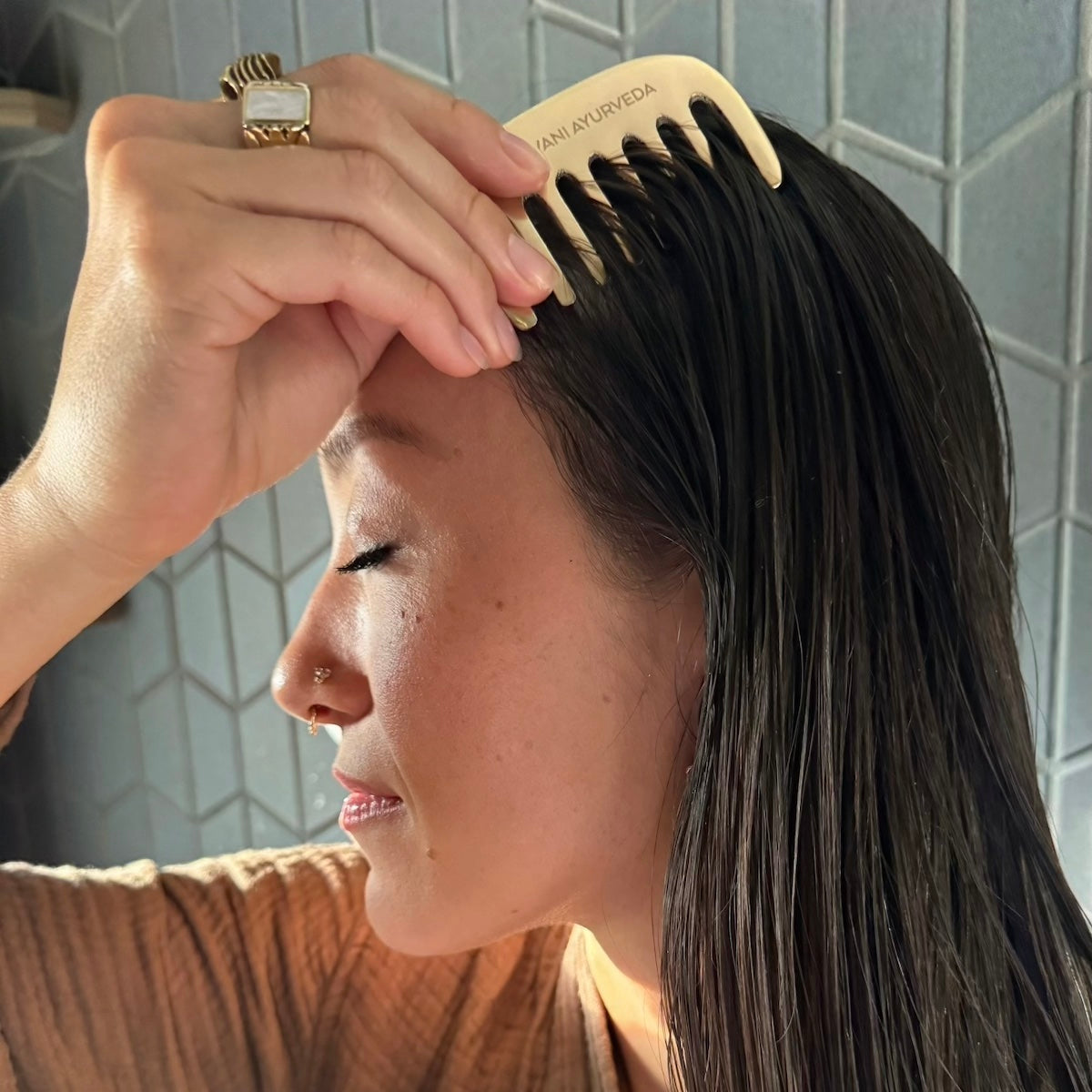 Kansa Comb | Ayurvedic Tool for Hair Growth & Scalp Health-3