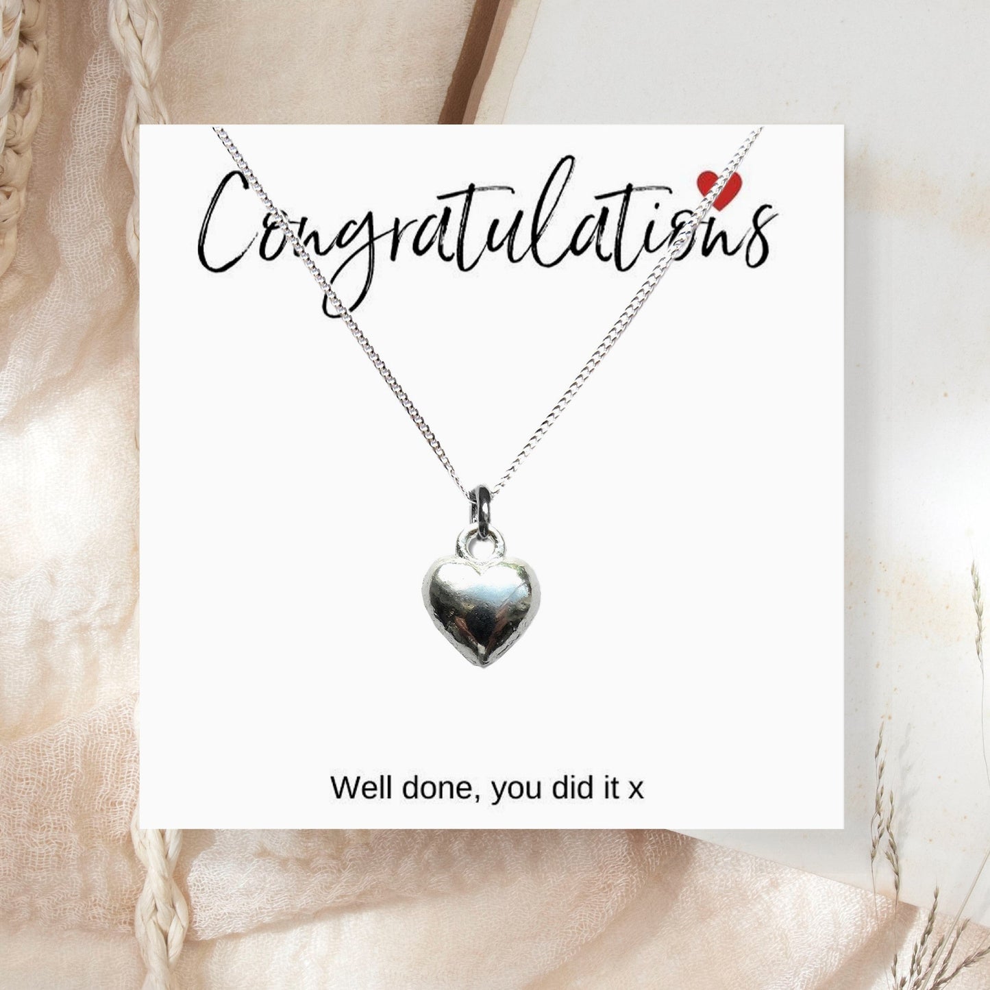 Congratulations Heart Charm Necklace & Gift Card-0