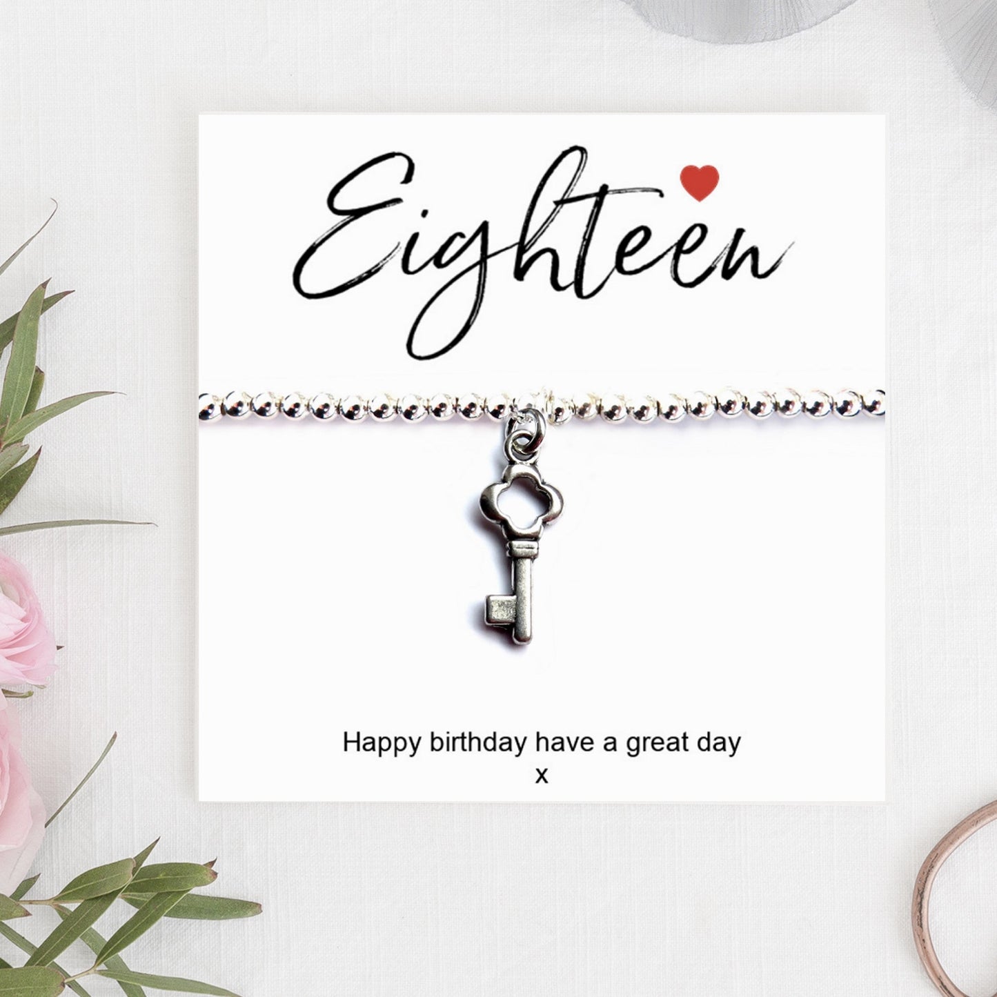 18th Birthday Stretch Beaded Bracelet & Card Gift-0