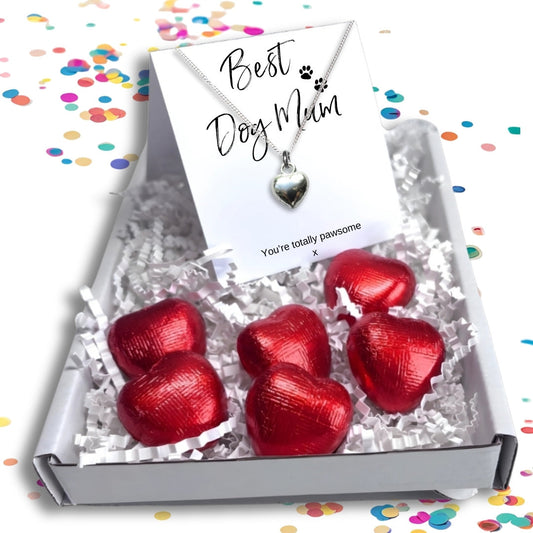 Best Dog Mum Mini Gift Hamper Silver Heart Necklace-0