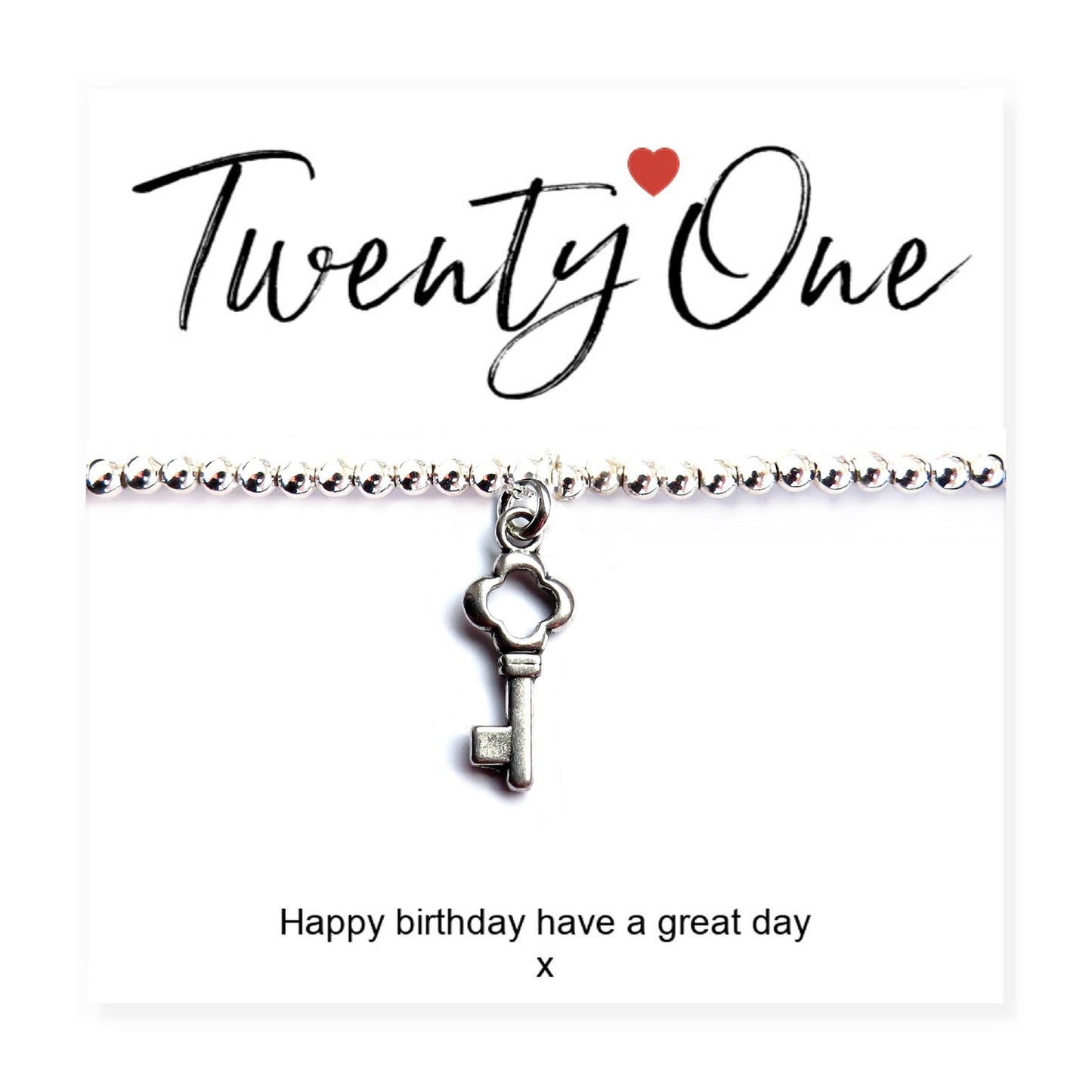 21st Birthday Stretch Beaded Bracelet & Card Gift
