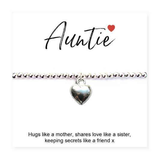 Auntie Gift Card with Heart Charm Bracelet & Gifts Card