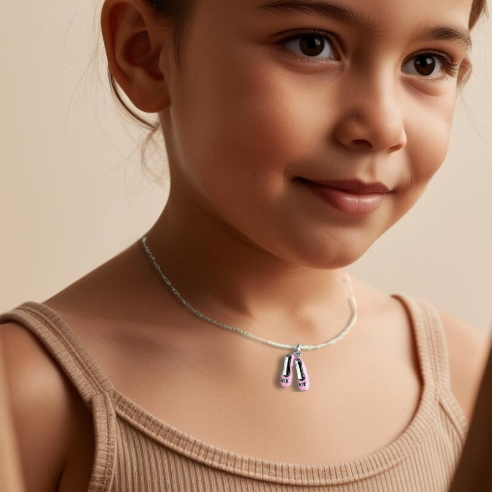 Childs Ballet Shoes Silver Necklace Gift-1
