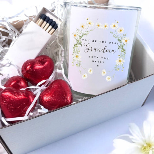 Personalised Daisy Flower Candle Gift Keepsake Hamper for Friend-0