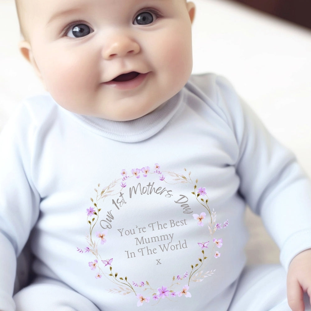 Our 1st Mother's Day Pretty Flowers Baby Outfit Baby Gifts-0