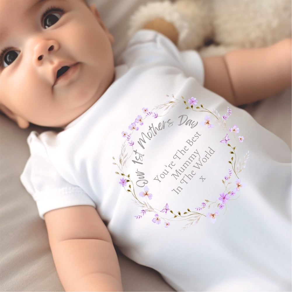 Our 1st Mother's Day Pretty Flowers Baby Outfit Baby Gifts-2