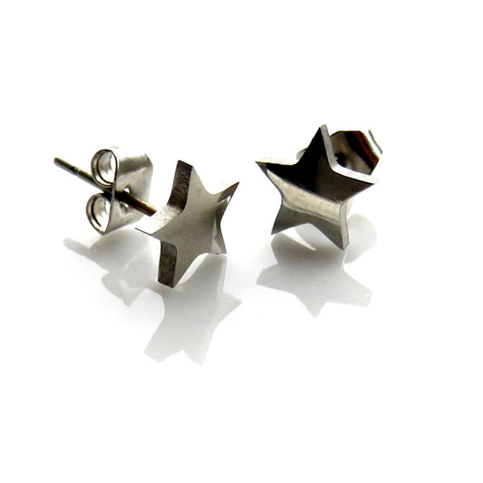 Silver Star Earrings - Women or Kids Earrings Gift-0