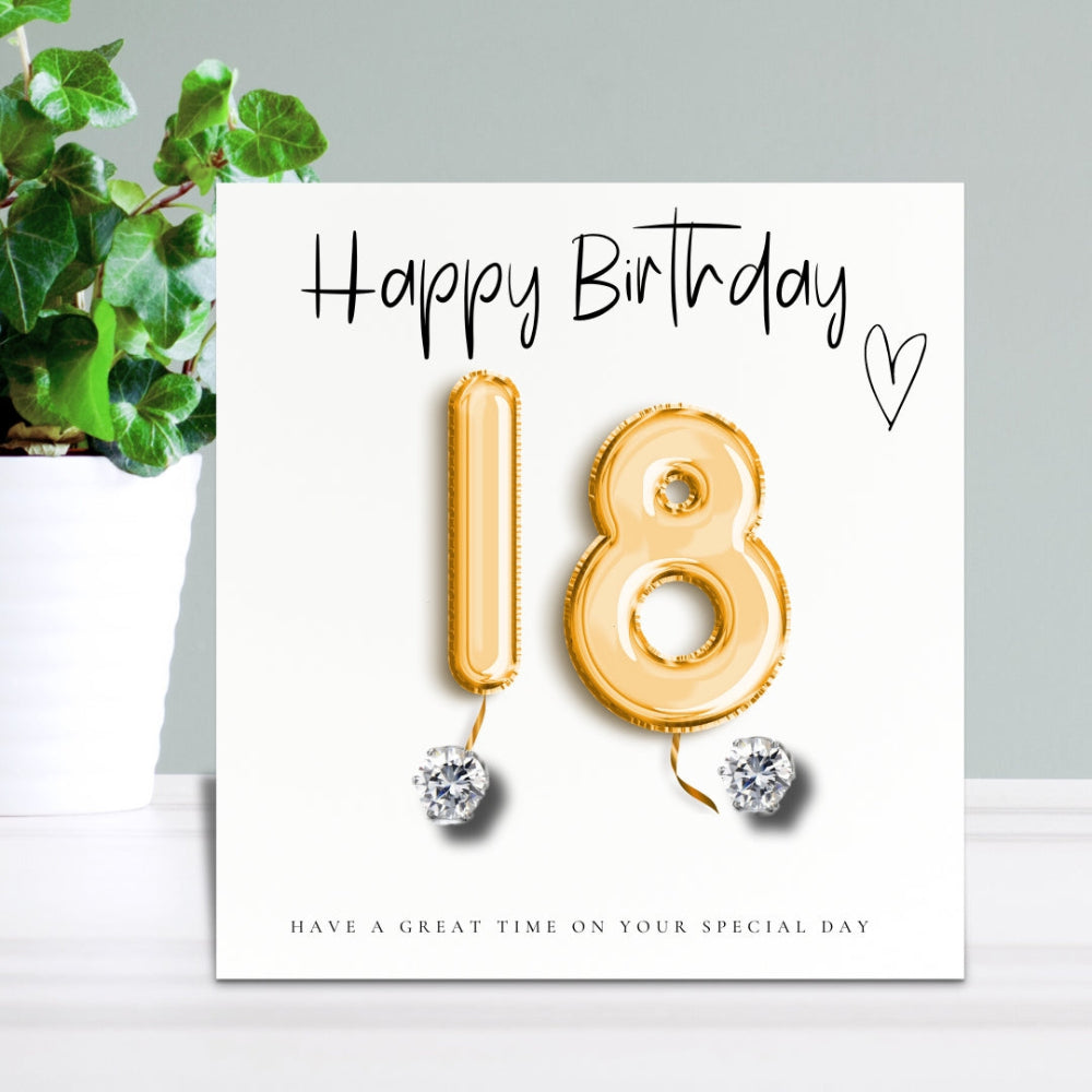 18th Birthday Gold Balloon Hamper Candle, Earrings, Chocolates Gift-2