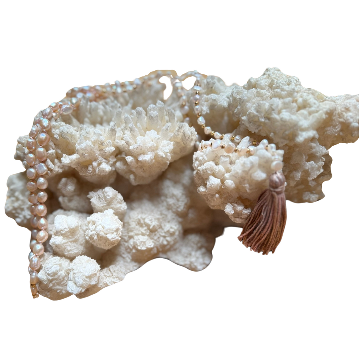 Atma Prema Mala | Peach & White Pearl Mala for Unconditional Self-Love-1