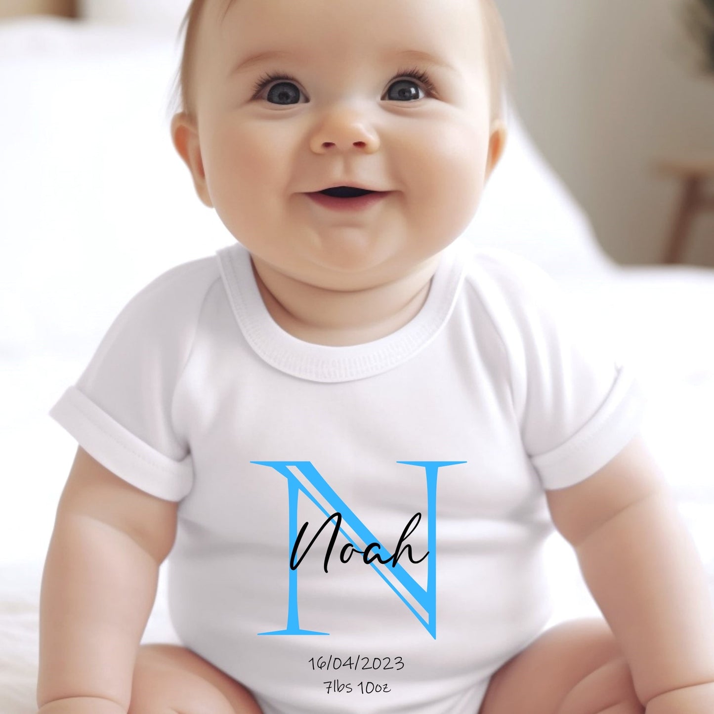 Personalised Blue Initial Baby Outfit Baby Gifts-0