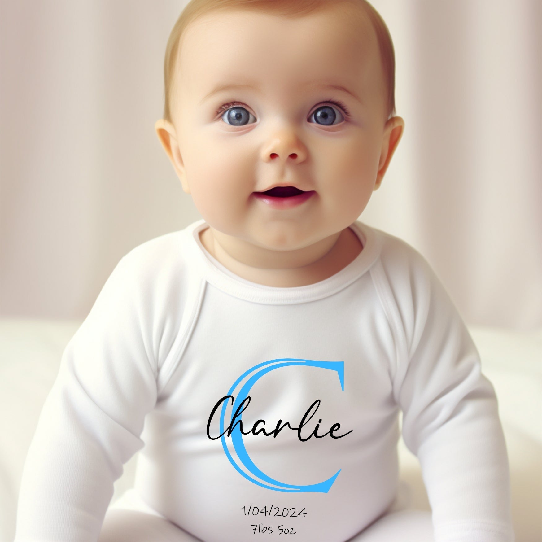 Personalised Blue Initial Baby Outfit Baby Gifts-1