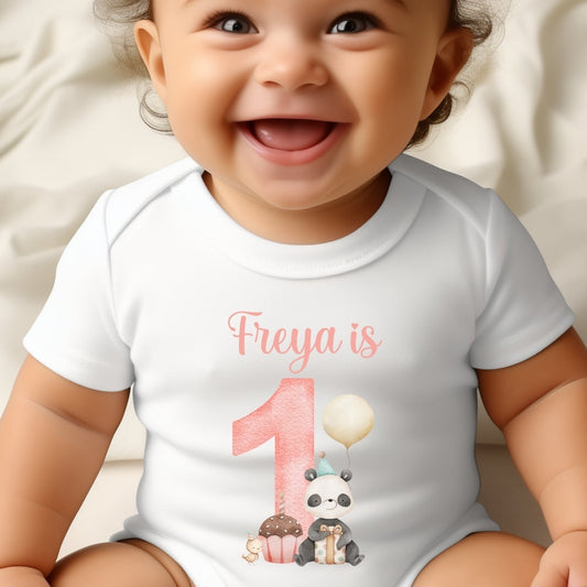 Personalised Girls 1st Birthday Panda Baby Outfit Baby Gifts-0