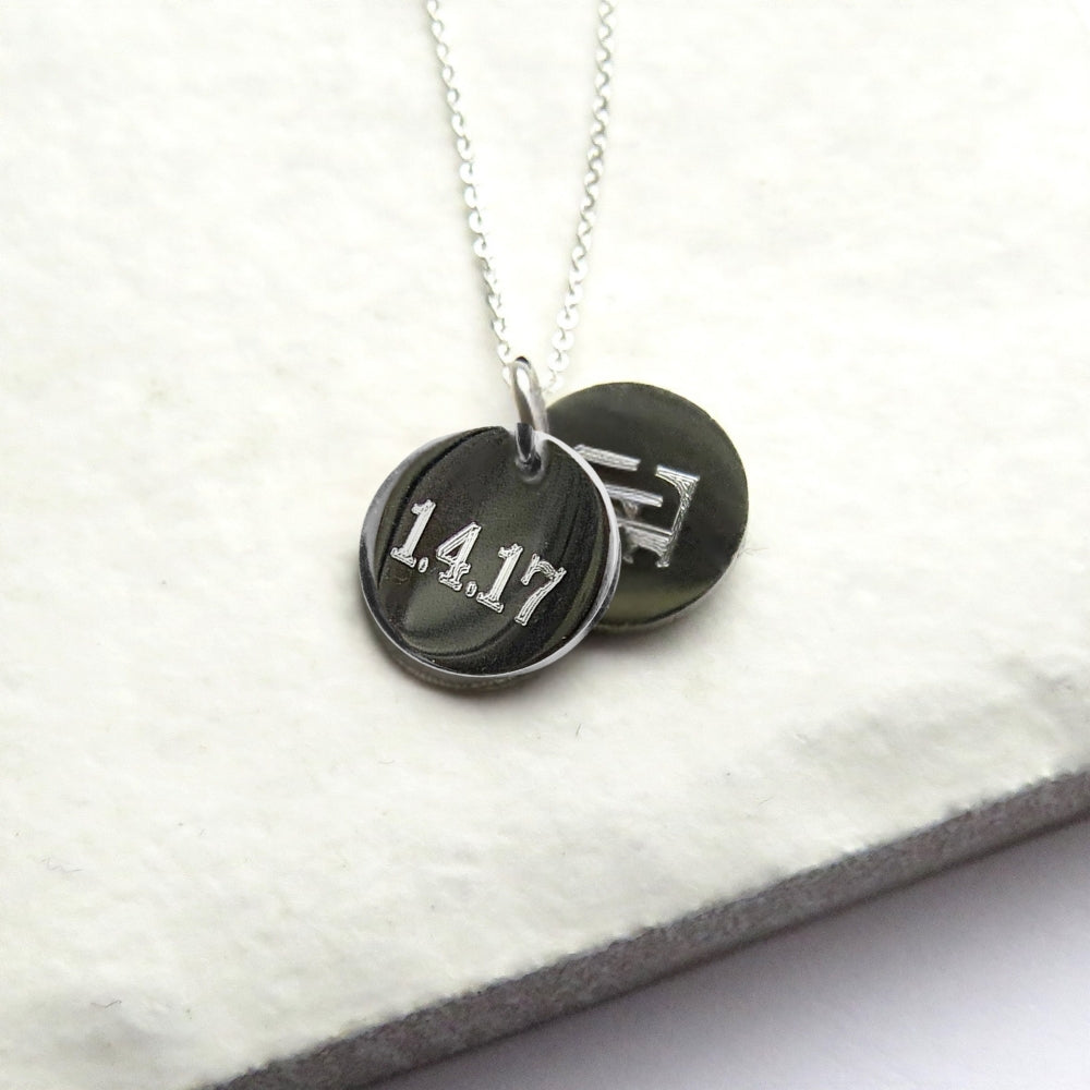 Personalised Silver Double Mini Disc Engraved Necklace Gift-2