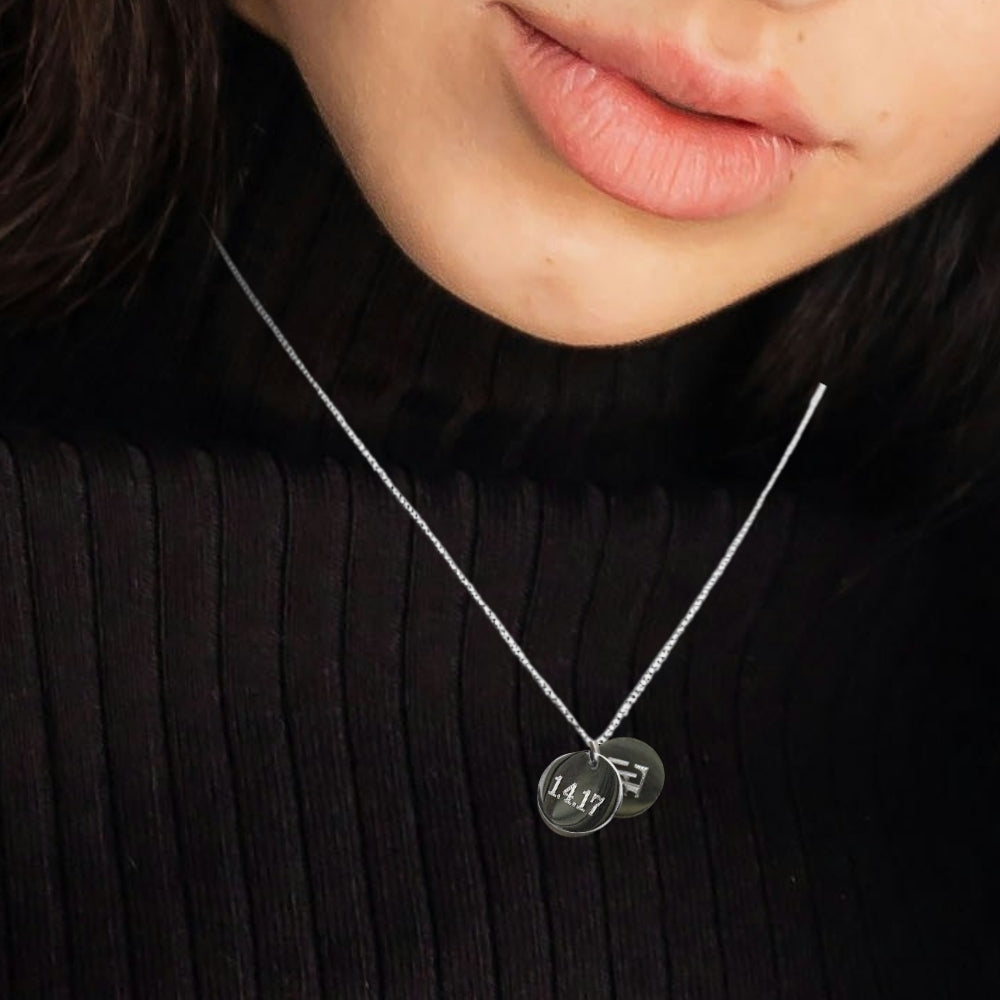 Personalised Silver Double Mini Disc Engraved Necklace Gift-1