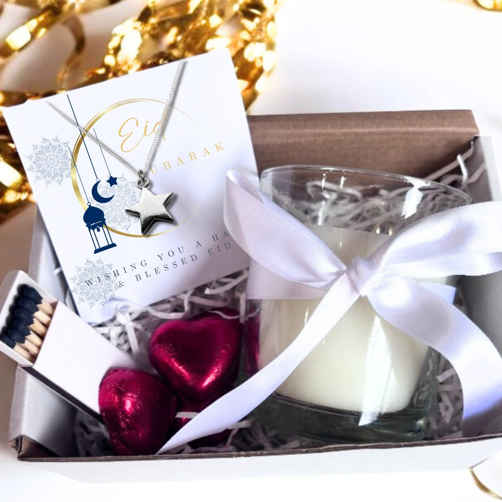 Eid Mubarak Moon Candle & Necklace Hamper Ramadan Gifts-0