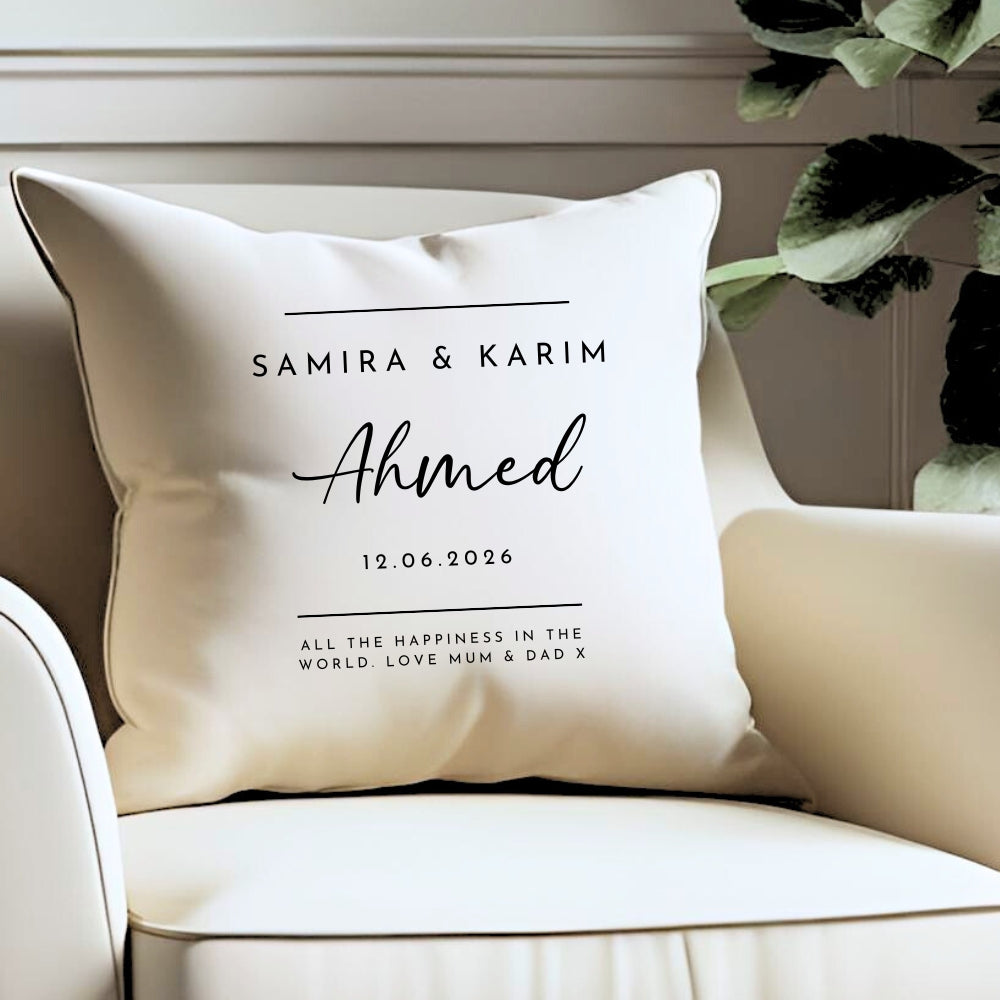 Personalised Neutral Wedding Cushion Gift-0