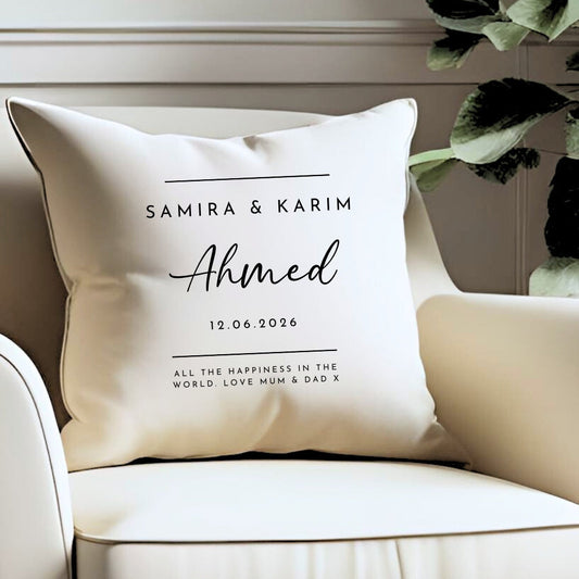 Personalised Neutral Wedding Cushion Gift-0