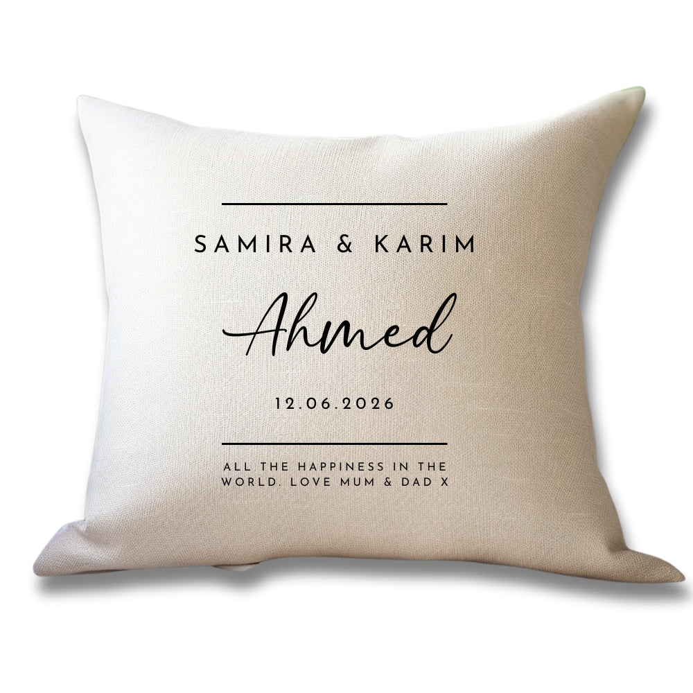 Personalised Neutral Wedding Cushion Gift-1