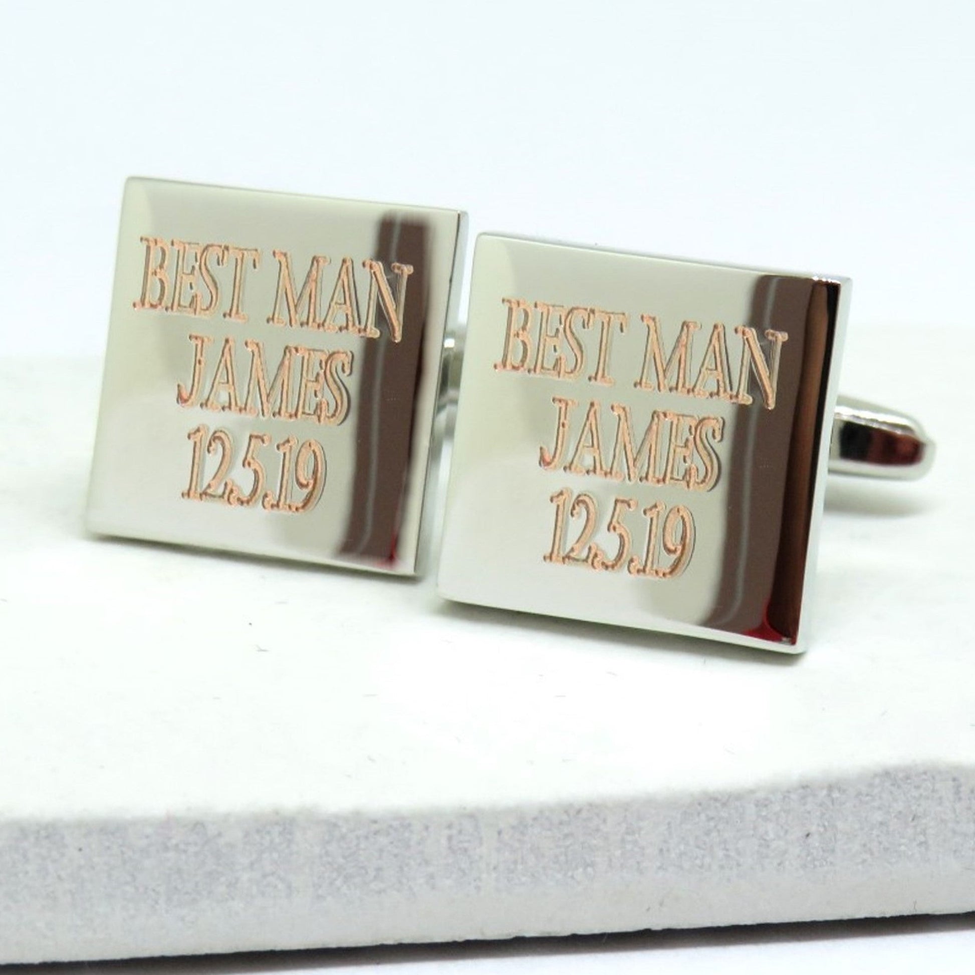 Personalised Batang Square Cufflinks - Best Man Gift-0