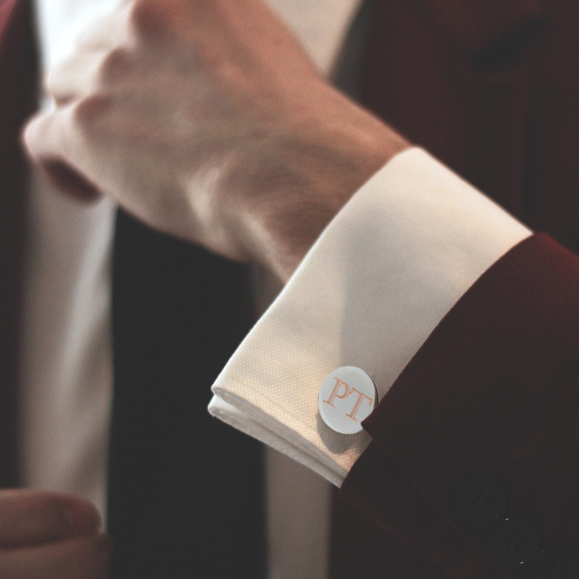 Personalised Castellar Round Cufflinks - Initials Gift-1