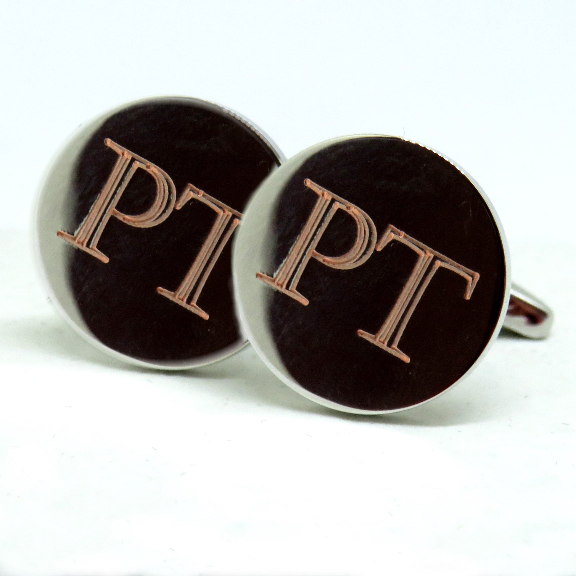 Personalised Castellar Round Cufflinks - Initials Gift-0