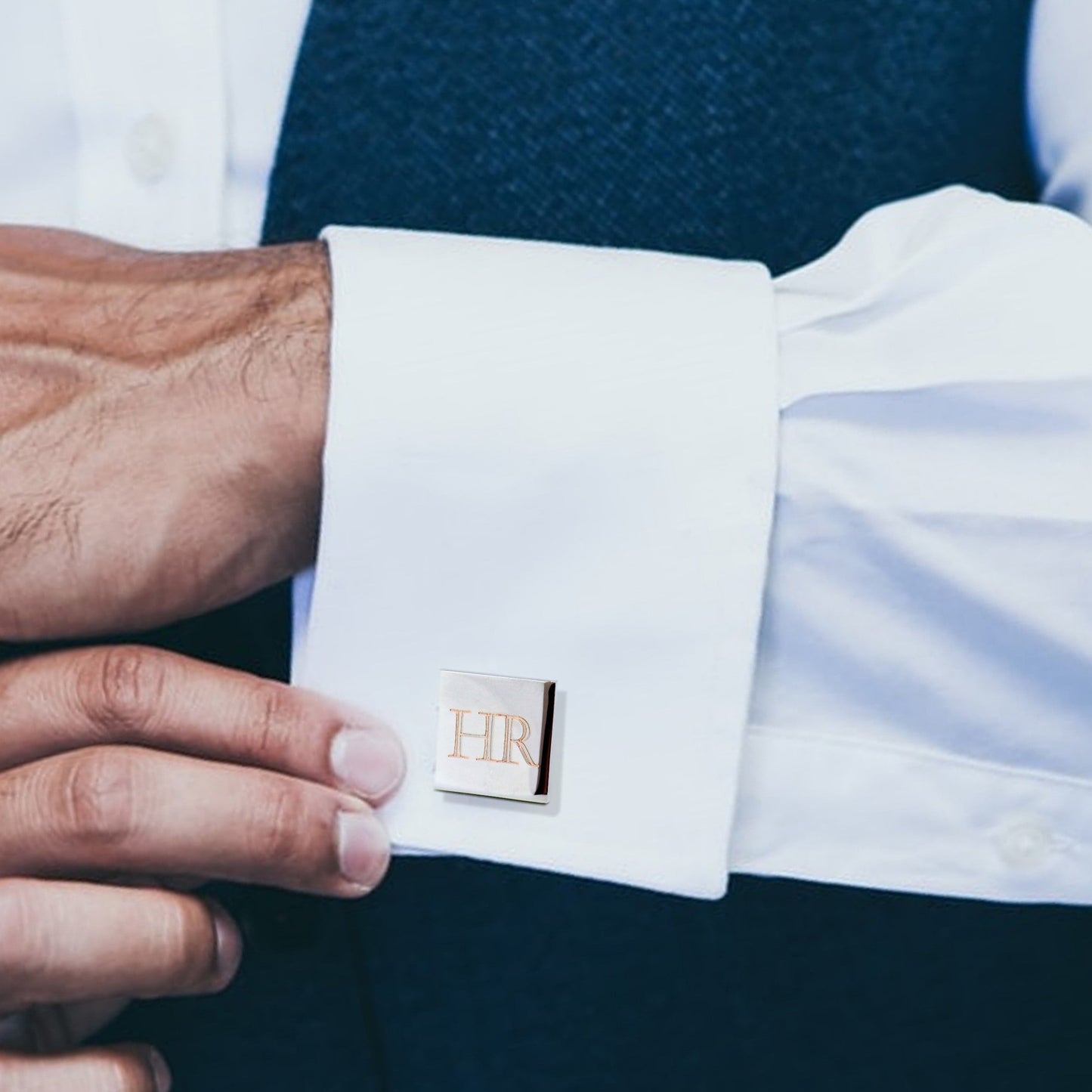 Personalised Castellar Square Cufflinks - Initials Gift-1