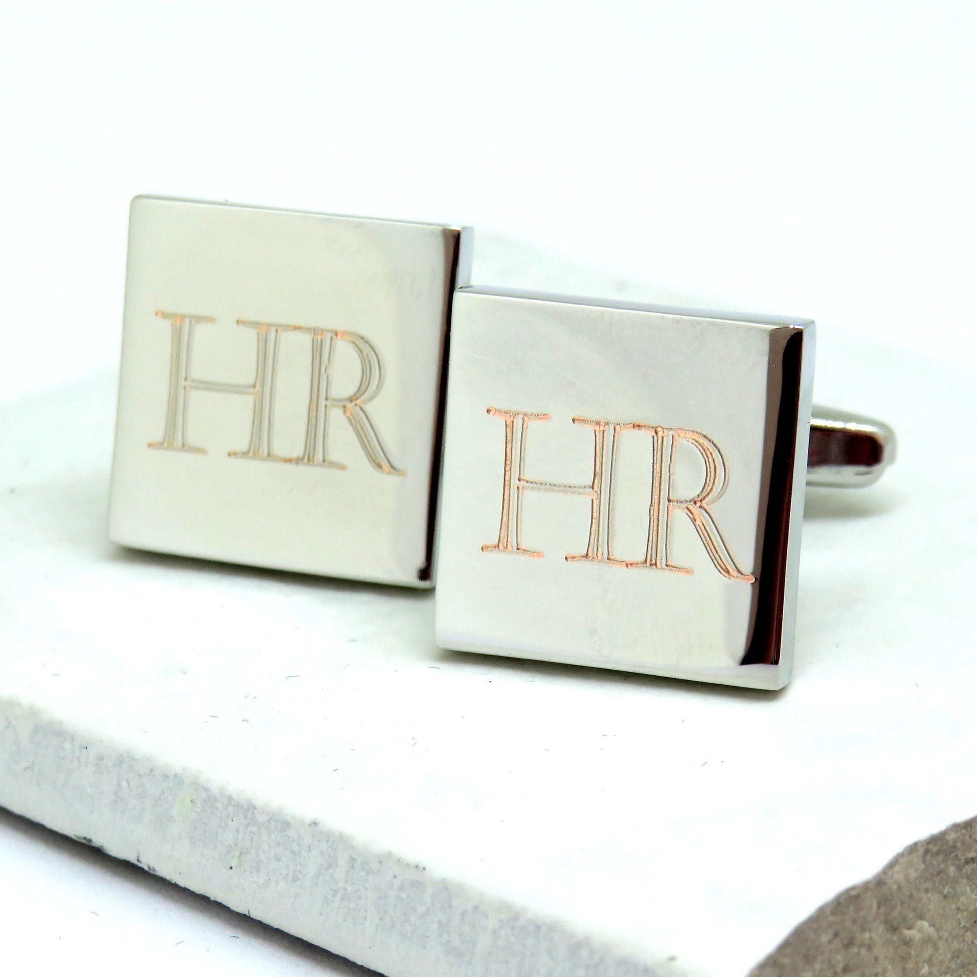 Personalised Castellar Square Cufflinks - Initials Gift-0