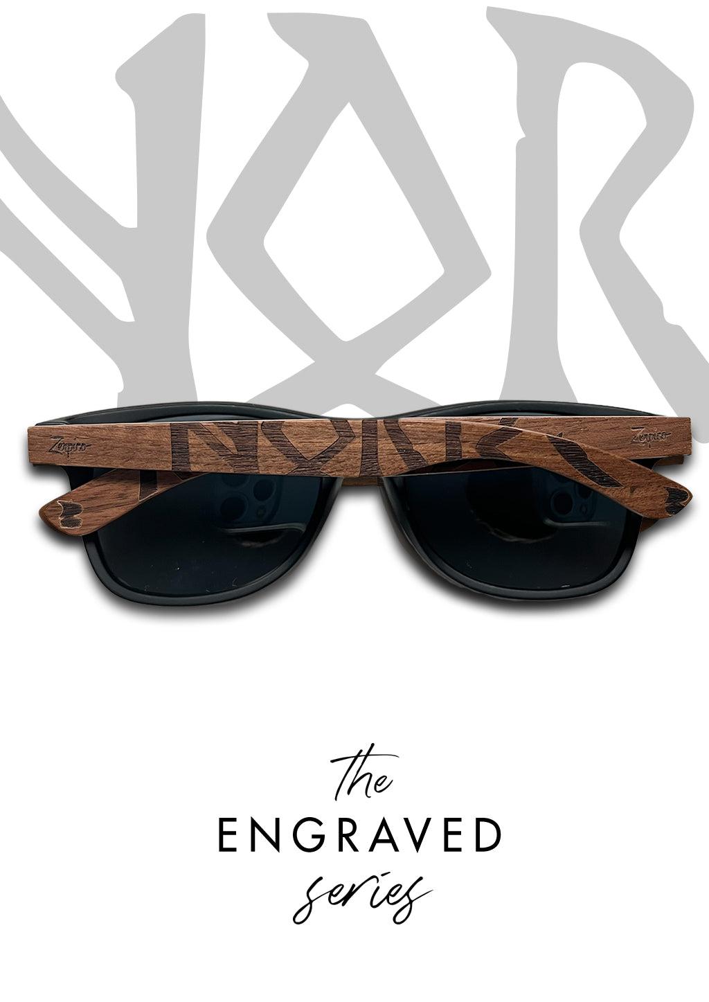 Eyewood | Engraved wooden sunglasses - Viking Runes - Norway
