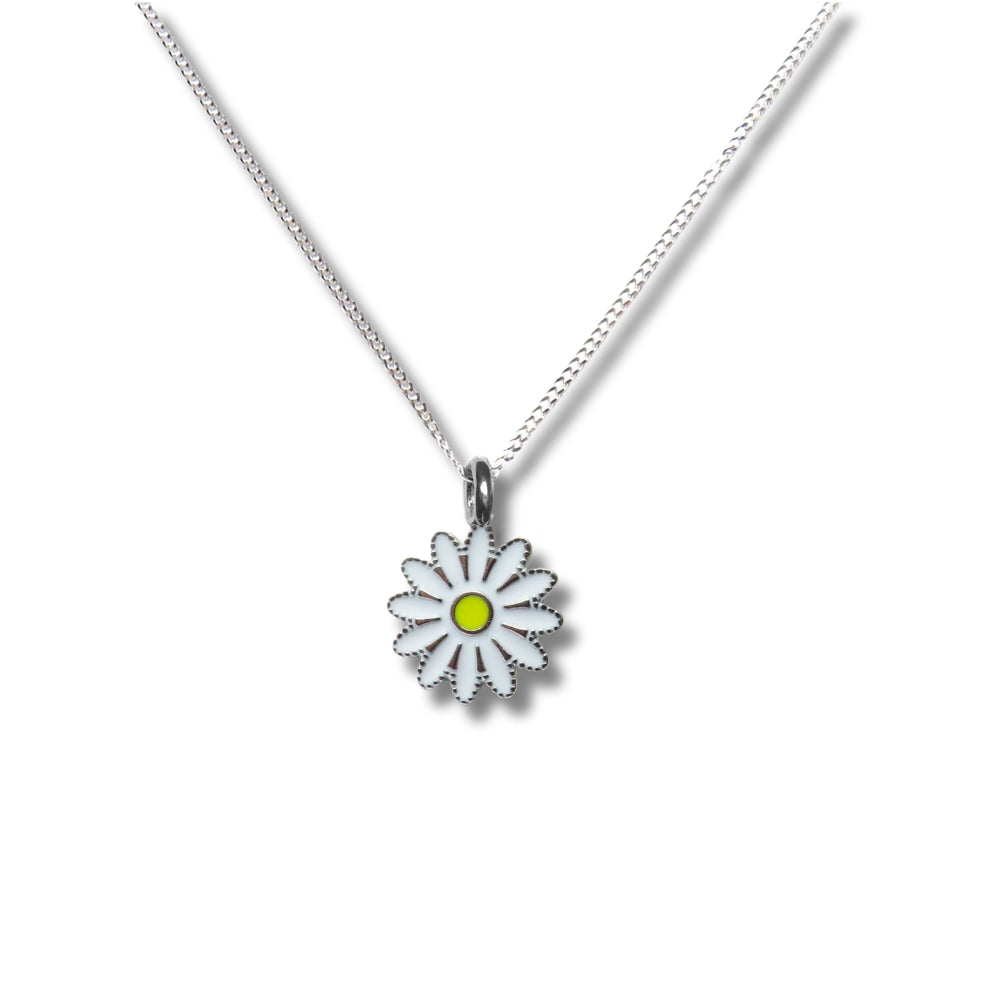 Girls White Daisy Charm Necklace Gift