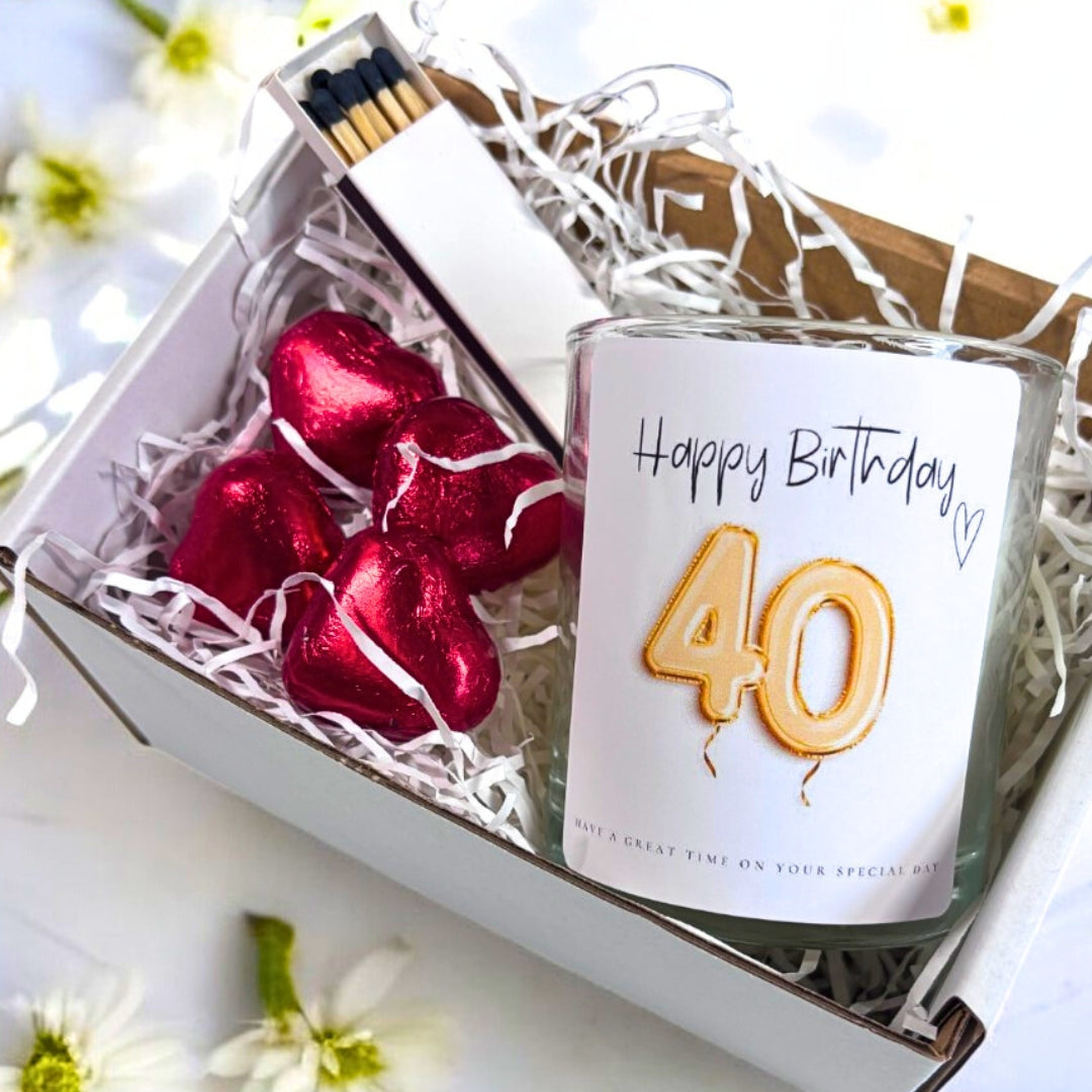 Personalised 40th Birthday Candle Gift Gold Balloon Friend, Mum-0
