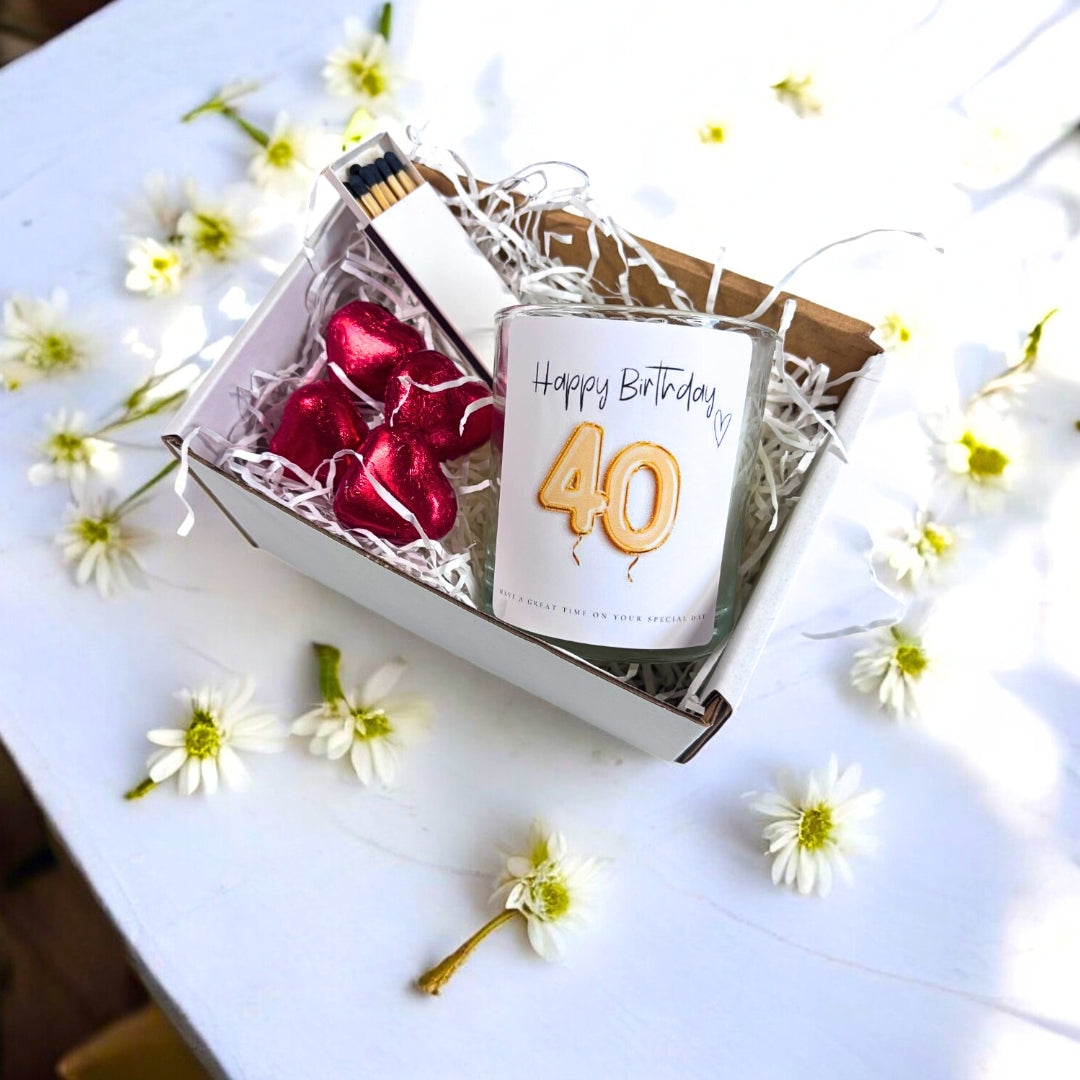 Personalised 40th Birthday Candle Gift Gold Balloon Friend, Mum-3