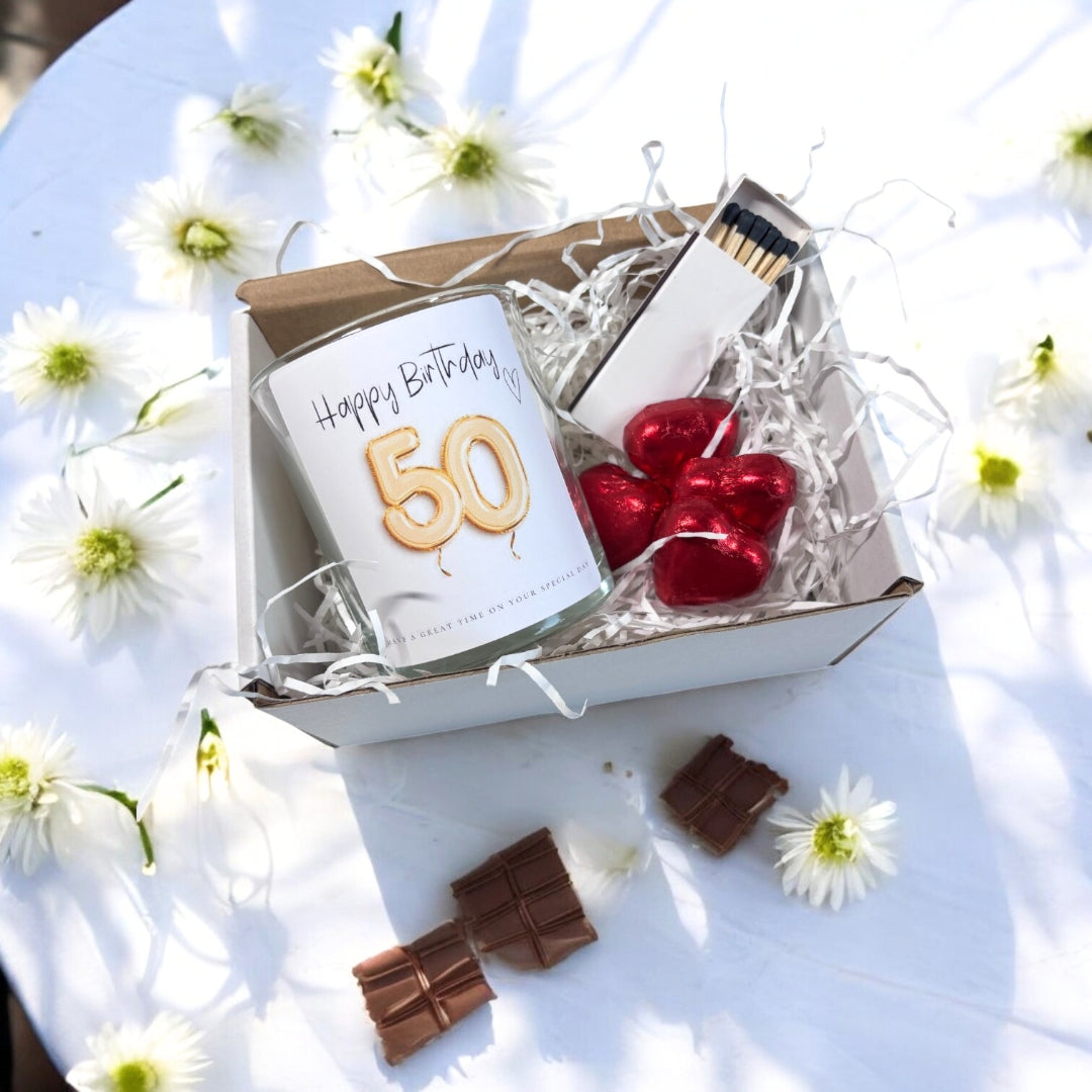 Personalised 50th Birthday Candle Gift Gold Balloon Friend, Mum-3