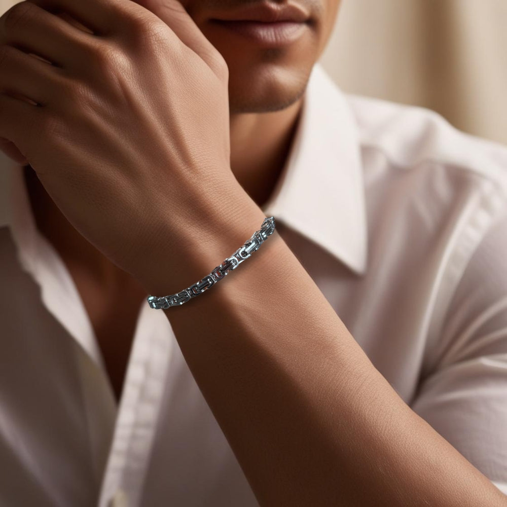 Men's Aztec Chain Silver Bracelet Gift-0