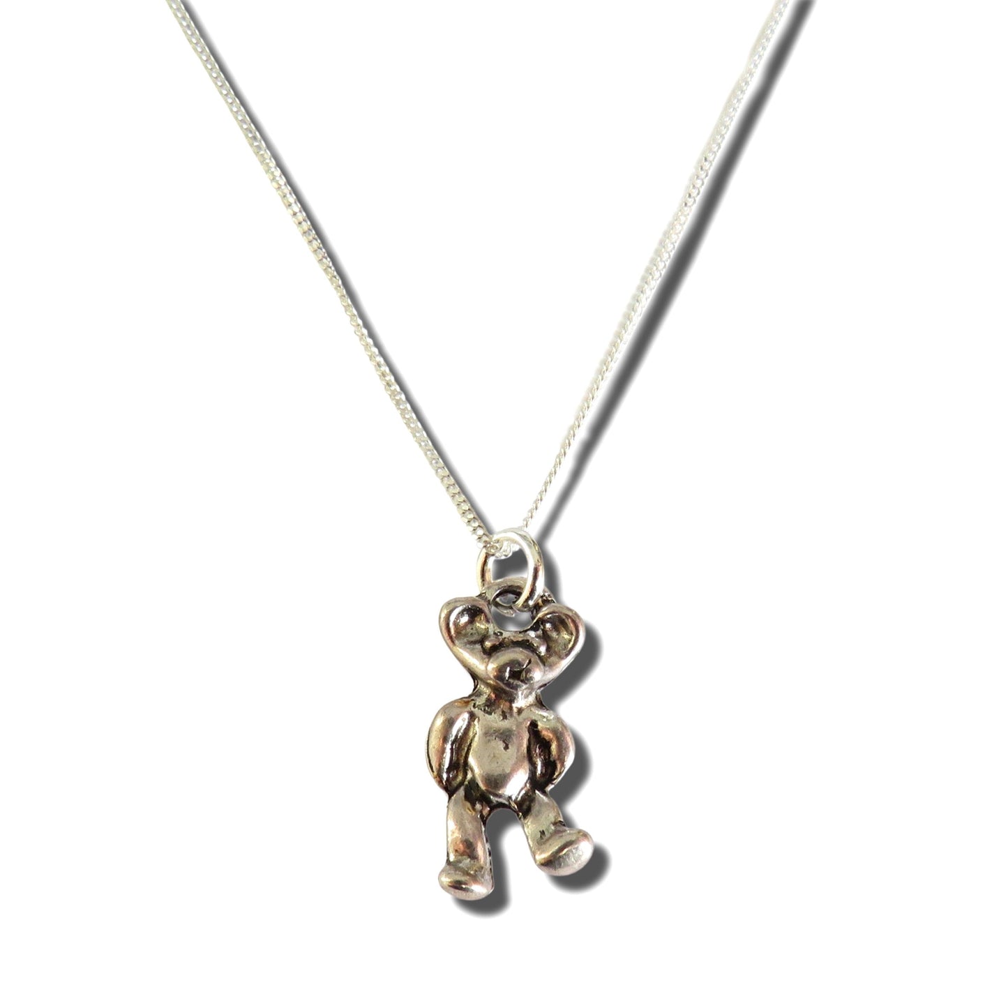 Girls Teddy Silver Necklace Gift-0