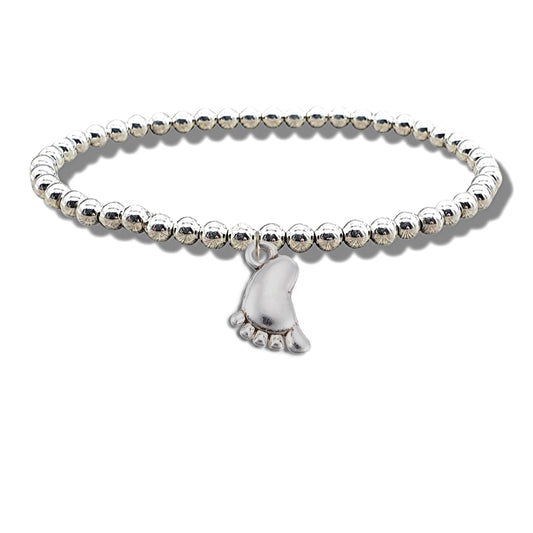 Baby Foot Silver Beaded Bracelet Gift-0
