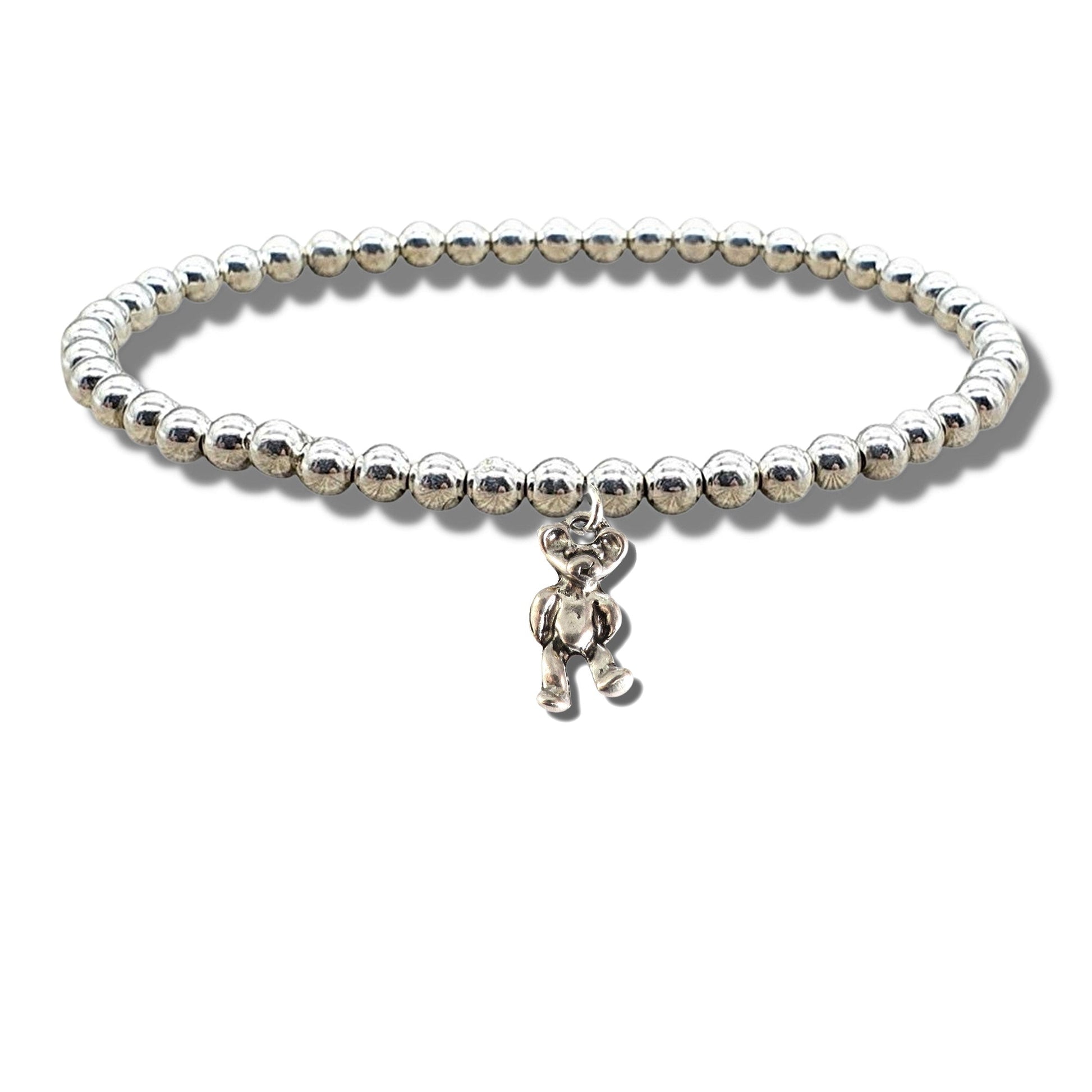 Girls Teddy Silver Beaded Bracelet Gift-0