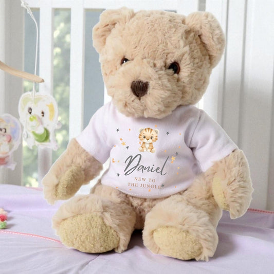 Personalised Luxury Teddy Bear New to the Jungle Tiger T-Shirt-0