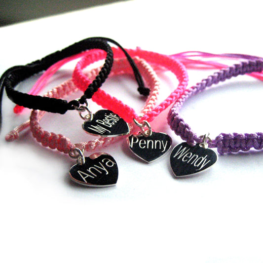 Personalised Heart Charm Friendship Bracelet Gift-0
