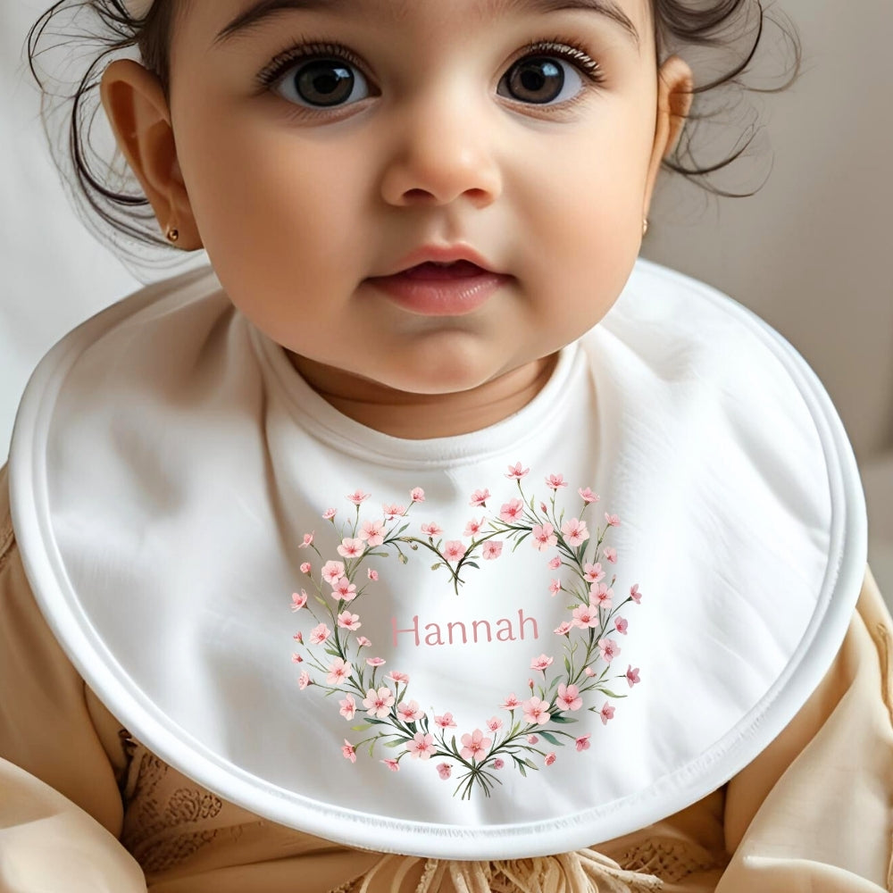 Personalised Pink Flower Heart Name Baby Outfit Baby Gifts-1