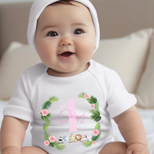 Personalised Pink Girls 1st Birthday Baby Outfit Baby Gifts-0